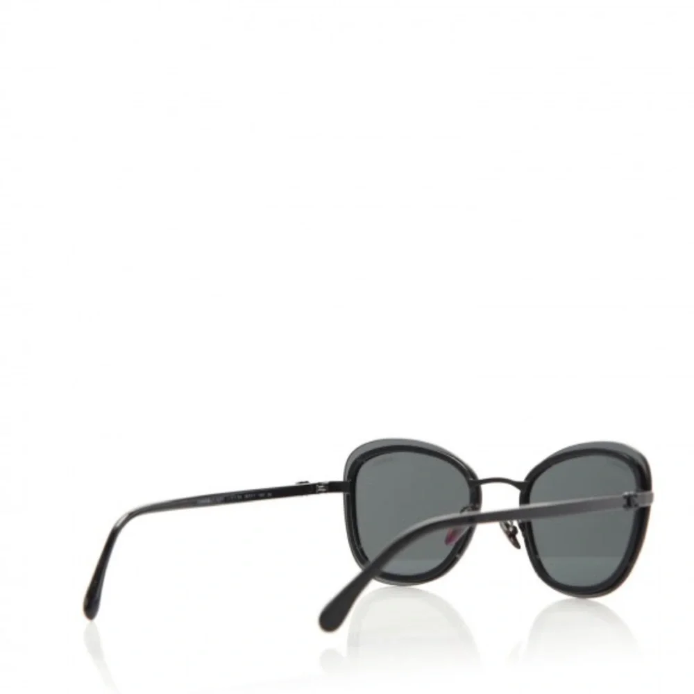 CHANEL Sunglasses Black Grey